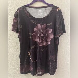 Elegant Black Floral Women's Short Sleeve Top